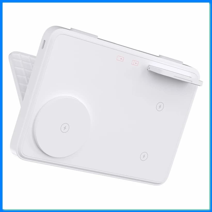Wireless Charging Dock with LED Night Light and Foldable Design, for Fast Charging for and Watches White-ABFB