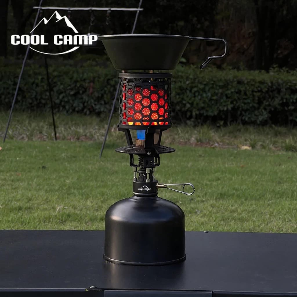 COOL CAMP Stufa a Gas Portatile Mini, Ultra Leggera per Campeggio, Pesca, Escursionismo, Attrezzatura per il Calore Invernale