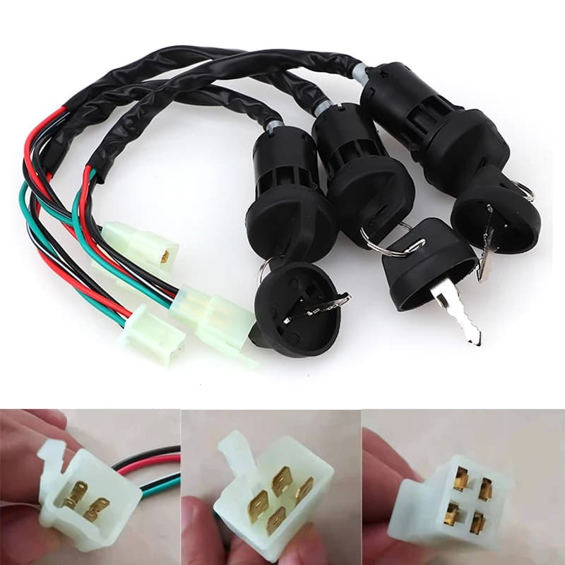 Universal Motorcycle Ignition Switch with Keys Scooter ATV Quad Dirt Bike On/Off Plastic Replacement Part