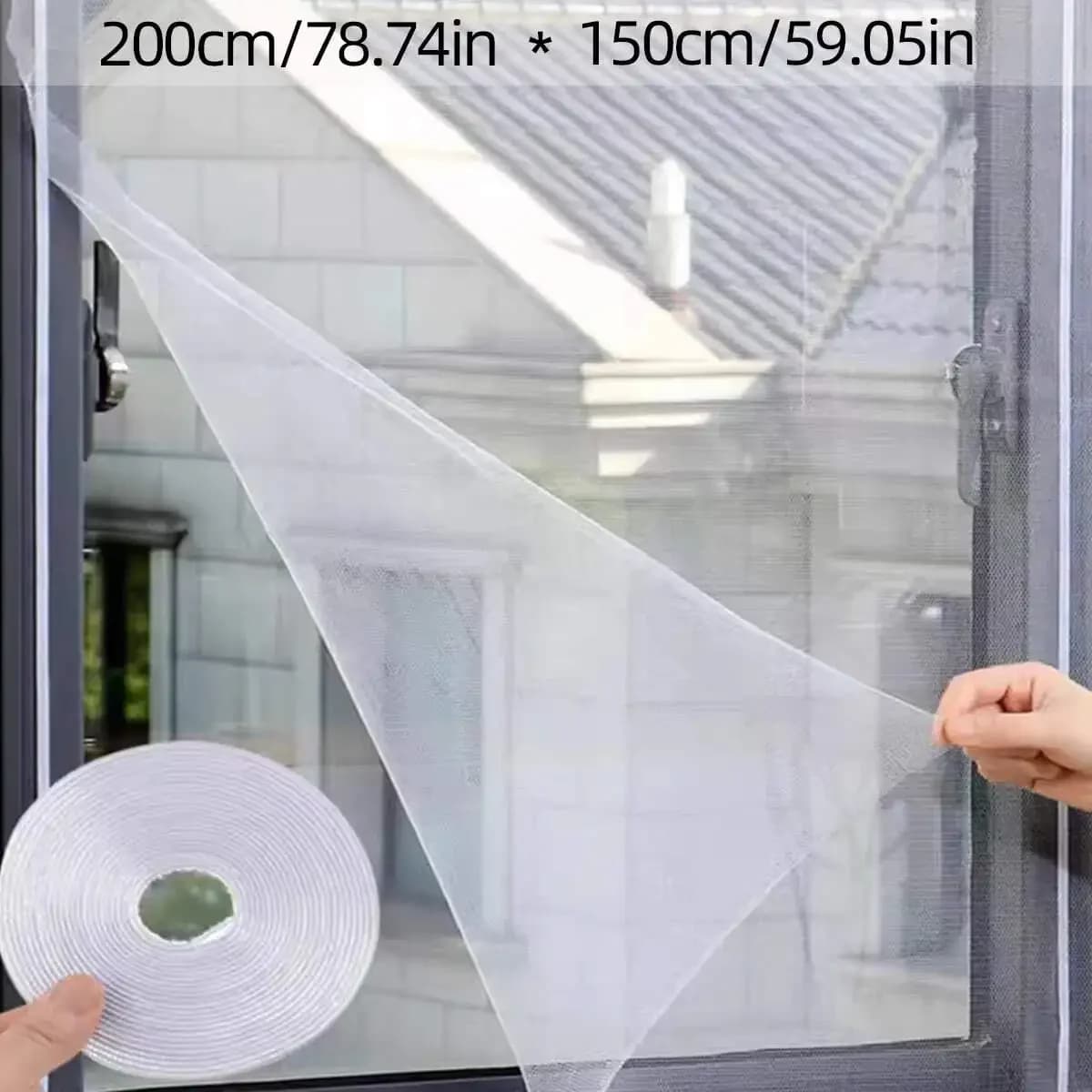 1pc Large Anti-mosquito Window Screen Curtain With Self-adhesive Hook And Loop Tape