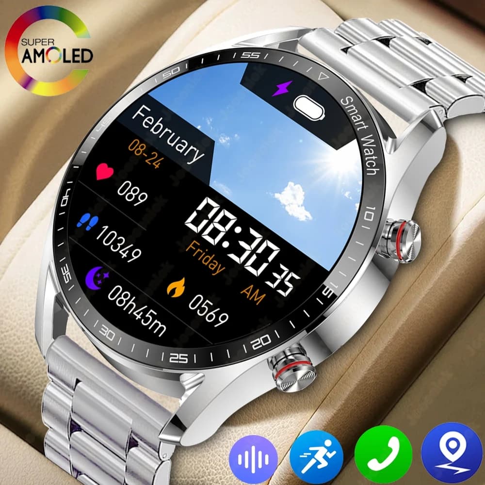 New Business Smart Watch for Men 1.53 Inch Full Screen Touch Multi Sport Mode ECG + PGG Sport Waterproof Bluetooth Smartwatch call