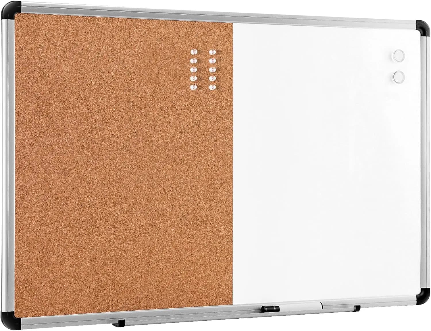 Combinazione di lavagne magnetiche e lavagne in sughero, 36x24 pollici, struttura in alluminio per l'aula dell'ufficio domestico