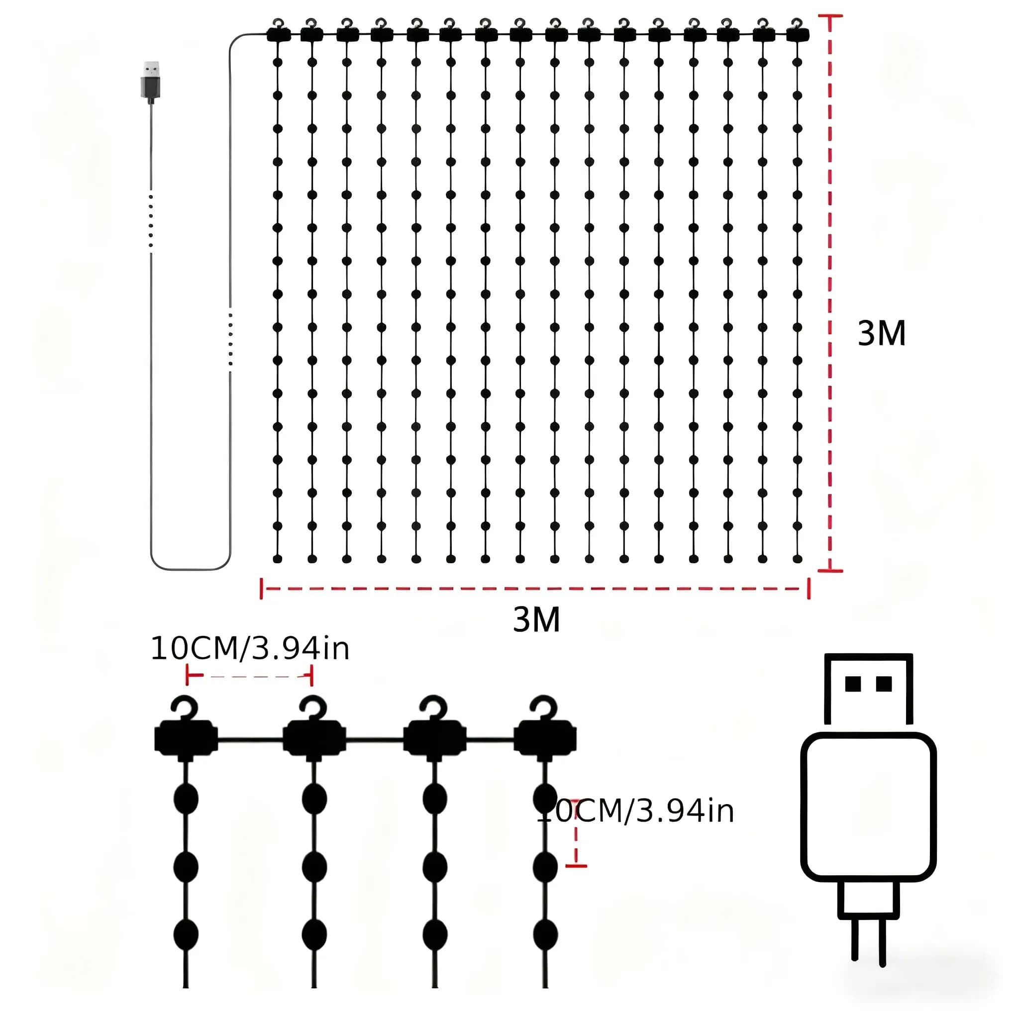 Smart LED Curtain Light – 256/400 Programmable LEDs, DIY Custom Patterns & Text, App & Remote Control, Music Sync Feature, Ideal for Weddings, Parties, Father’s Day Decor