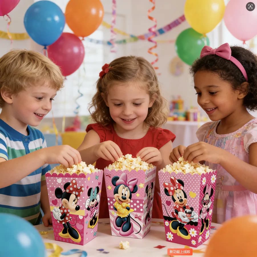 Disney Minnie anime merchandise, merchandise gift boxes, popcorn boxes,party gift decoration and storage containers, candy boxes