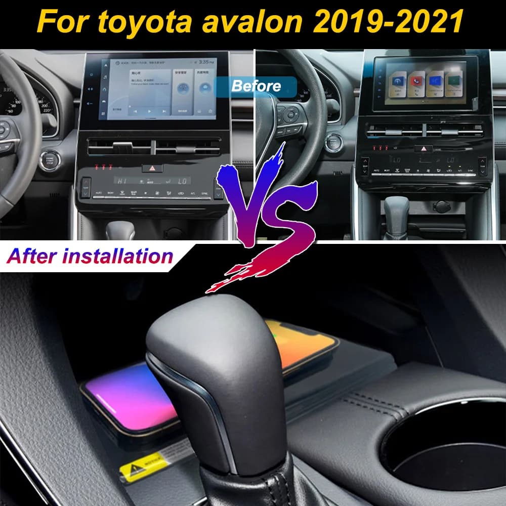 Caricatore Wireless 2 Din per Toyota Avalon 2019-2021, Supporto per Telefono con Ricarica Rapida 18W per iPhone, Vano Portaoggetti per Console Centrale