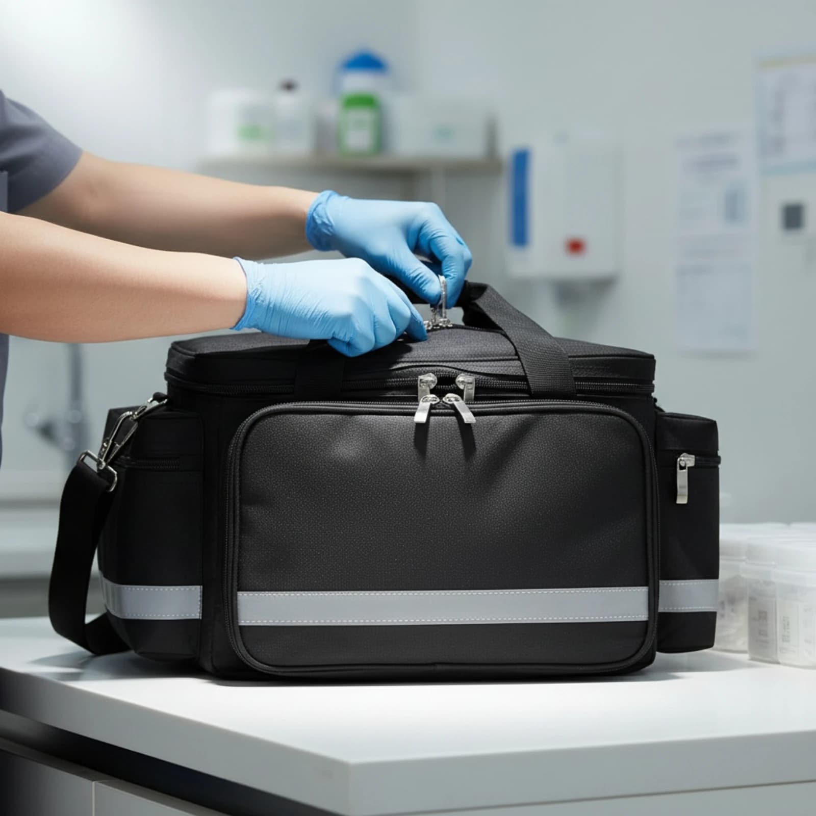 Medical Bag with Dividers High-Visibility Emergency Bag First Aid Kit with Dividers Reflective Structured for EMTs