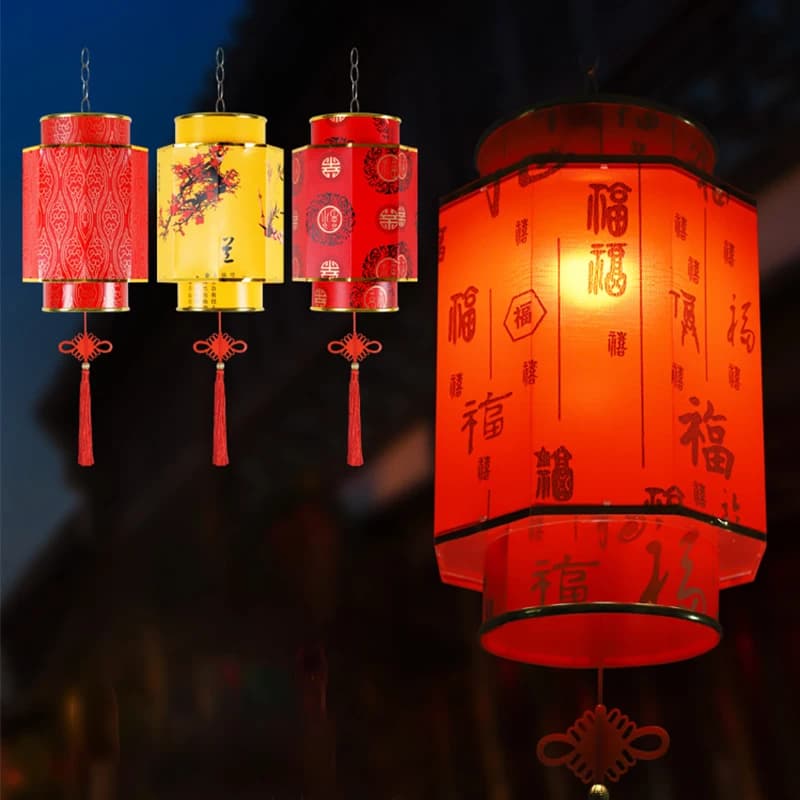Chinese red lantern lamp material manual waterproof solar protection for outdoor printed lantern old in sheepskin Festival Decor