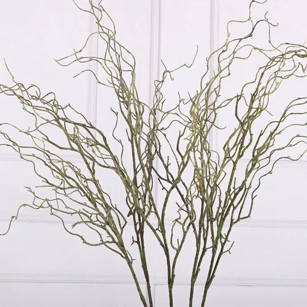 120cm Length Artificial Willow Branch 4-Fork Realistic Design Artificial Twigs Soft Texture Curly Shape Simulation Flower