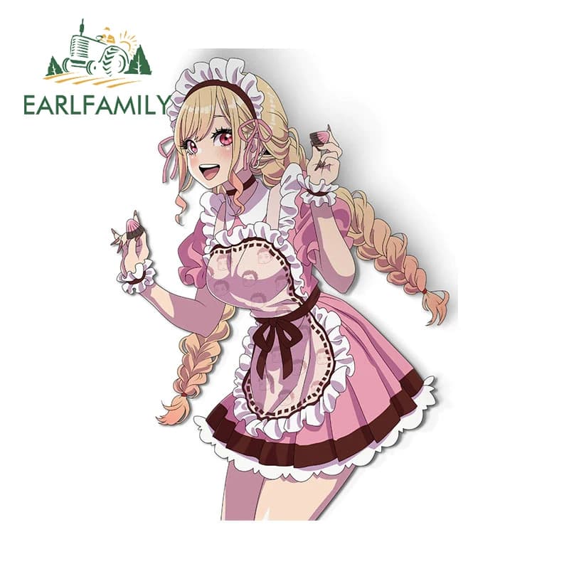 EARLFAMILY 13cm X 9.6cm per Marin Strawberry Maid Car Stickers Graffiti decalcomanie Creative vinile protezione solare Car Styling tavola da surf
