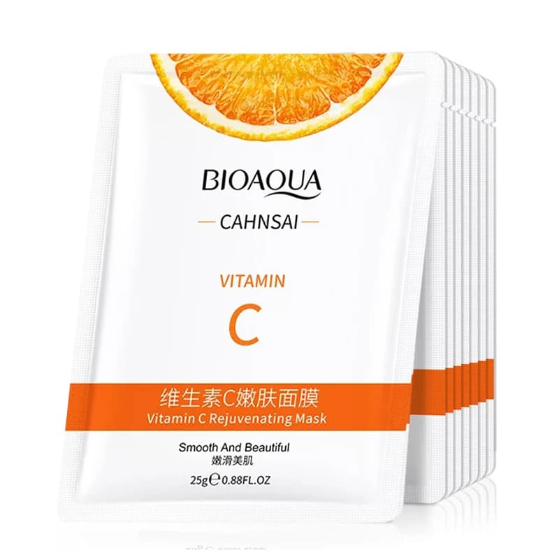 10 pcs BIOAQUA Vitamin C Mask for Face Skin Care Moisturizing Face Mark Scratch Repair Face Masks for facial skin care
