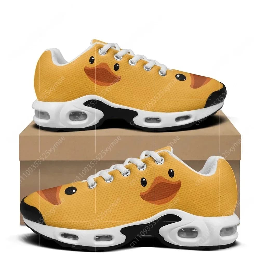 Cartoon Cute Yellow Duck Pattern Air Cushion Sneakers Mens Womens Teenager Sports Shoes High Quality Custom Made Mesh Sneaker