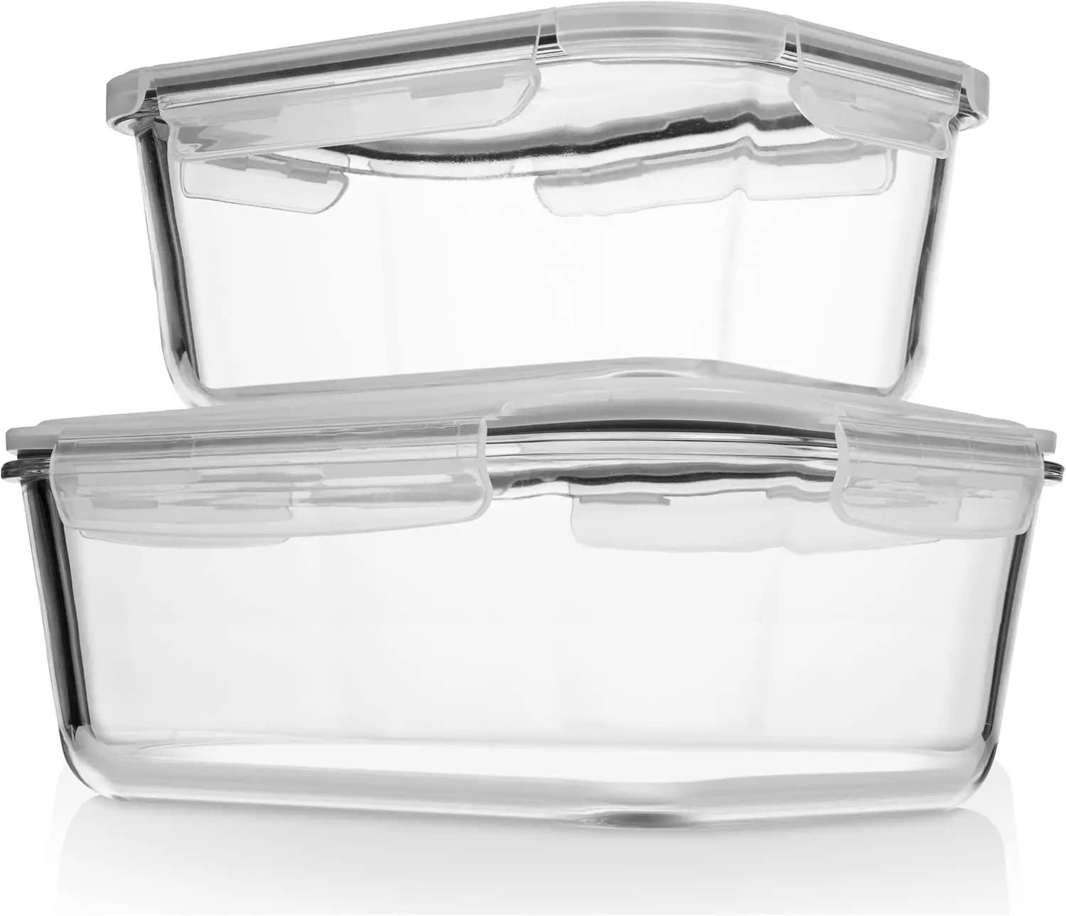 Set di 4 Contenitori in Vetro per Alimenti con Coperchi (2700ML/91 Oz e 1520ML/51 Oz) - Ermetici, Senza BPA, a Prova di Perdite, per Preparazione Pasti