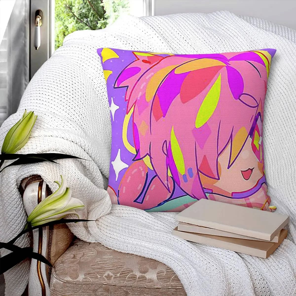 Mitsuba Toilet Bound Hanako-kun Butto Square Pillowcase Pillow Cover Polyester Cushion Decor Comfort Throw Pillow for Home Sofa