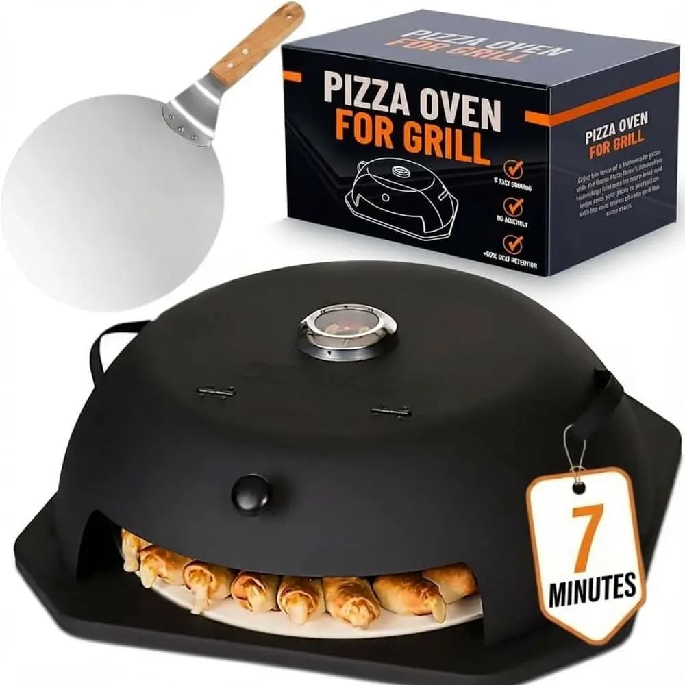 Forno per Pizza Portatile da Esterno - Kit con Griglia e Pietra per Pizza per Barbecue, Griglie a Carbone, Gas, Legna e Pellet