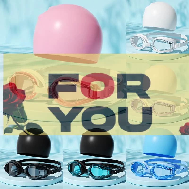 【OD】Occhialini da nuoto antiappannamento con protezione UV e set di cuffie da nuoto in silicone per sport acquatici per adulti