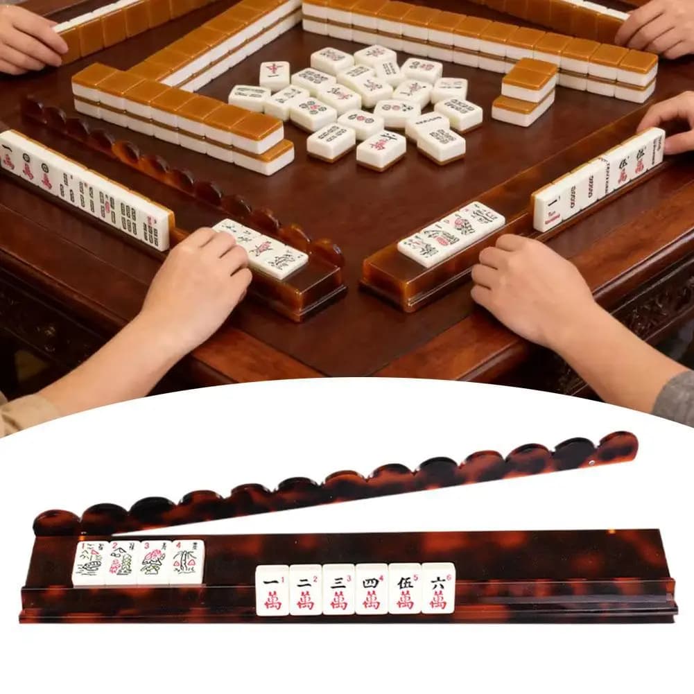 Supporti per Mahjong Resistenti con Spingitori Integrati, Porta Tessere Portatile per Mahjong, Accessorio per Appassionati di Giochi da Tavolo per Uomini e Donne