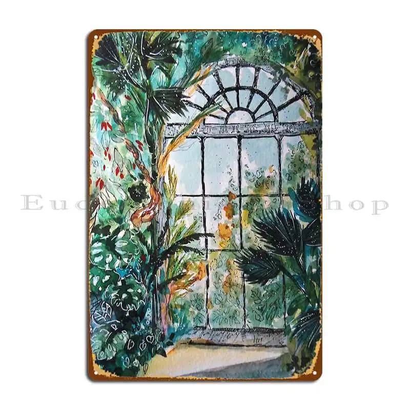 Greenhouse Watercolor Metal Sign Garage Pub Personalized Designing Home Tin Sign Poster