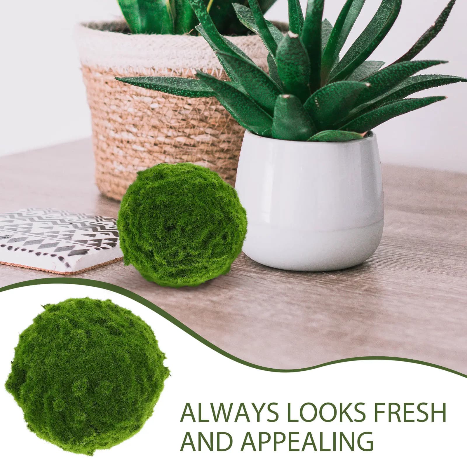 10Cm Decorative Mossy Ball Artificial Greenery Sphere Lifelike Faux Moss for Indoor Plants Window Display Floral Arrangement
