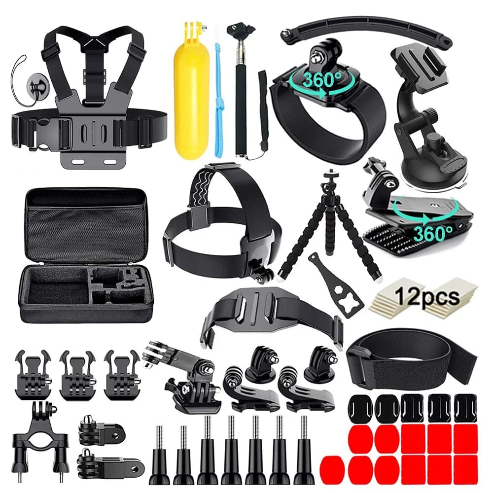 42-piece action cam accessory kit for GoPro Hero13 10 9 Hero Session 5 for Insta360 Xiaomi Yi DJI AKASO Campark Action Camera