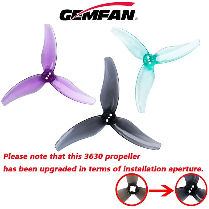 Elica Gemfan Hurricane 3630 3.6X3X3 a 3 pale in PC per drone FPV Freestyle da 3,5 pollici