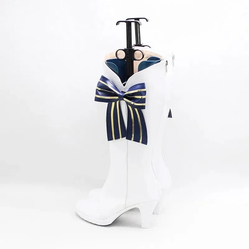d'4,v;6 /8'Re:Life in A Different World From Zero Emilia Cosplay Costume Shoes White High Heels Boots Handmade Faux2;g'7;b.8\a/
