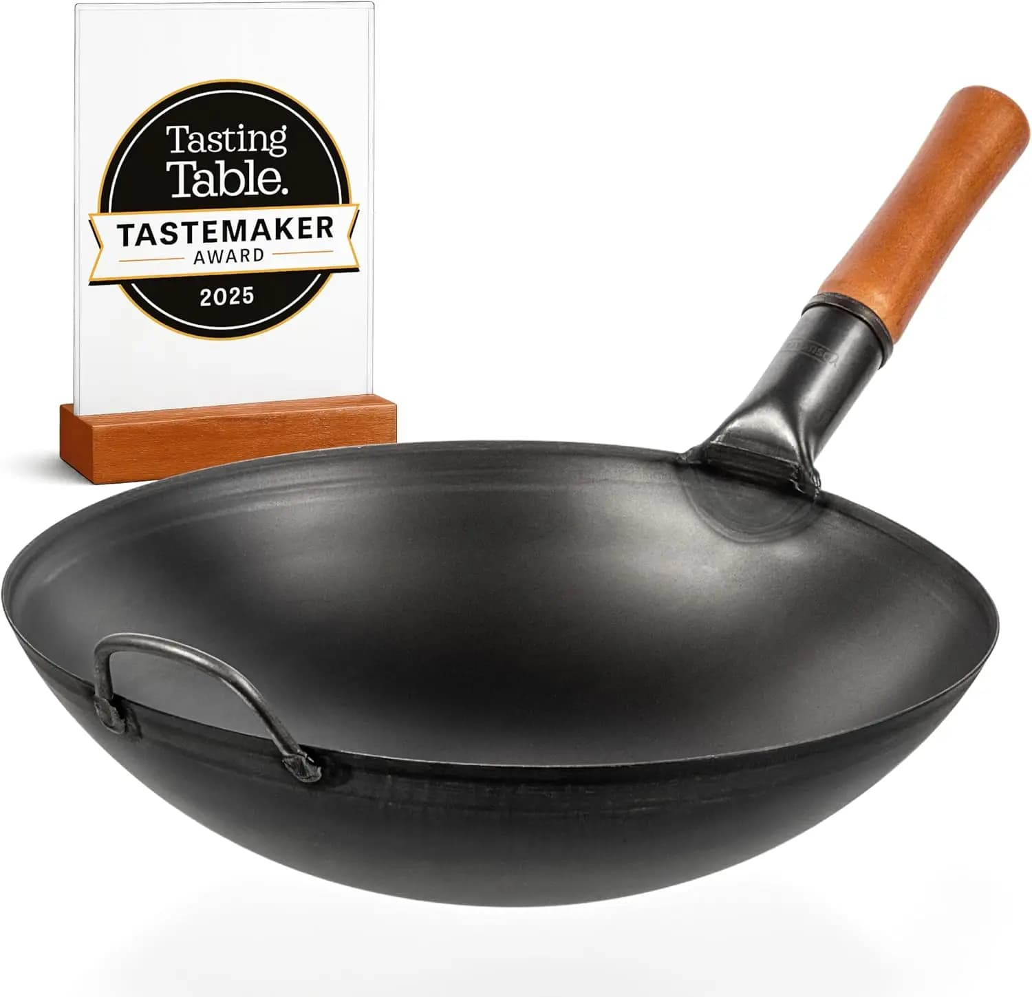 Wok in acciaio al carbonio pretrattato da 14 pollici con fondo rotondo – Versatile per stir-fry, campeggio e fornelli a gas