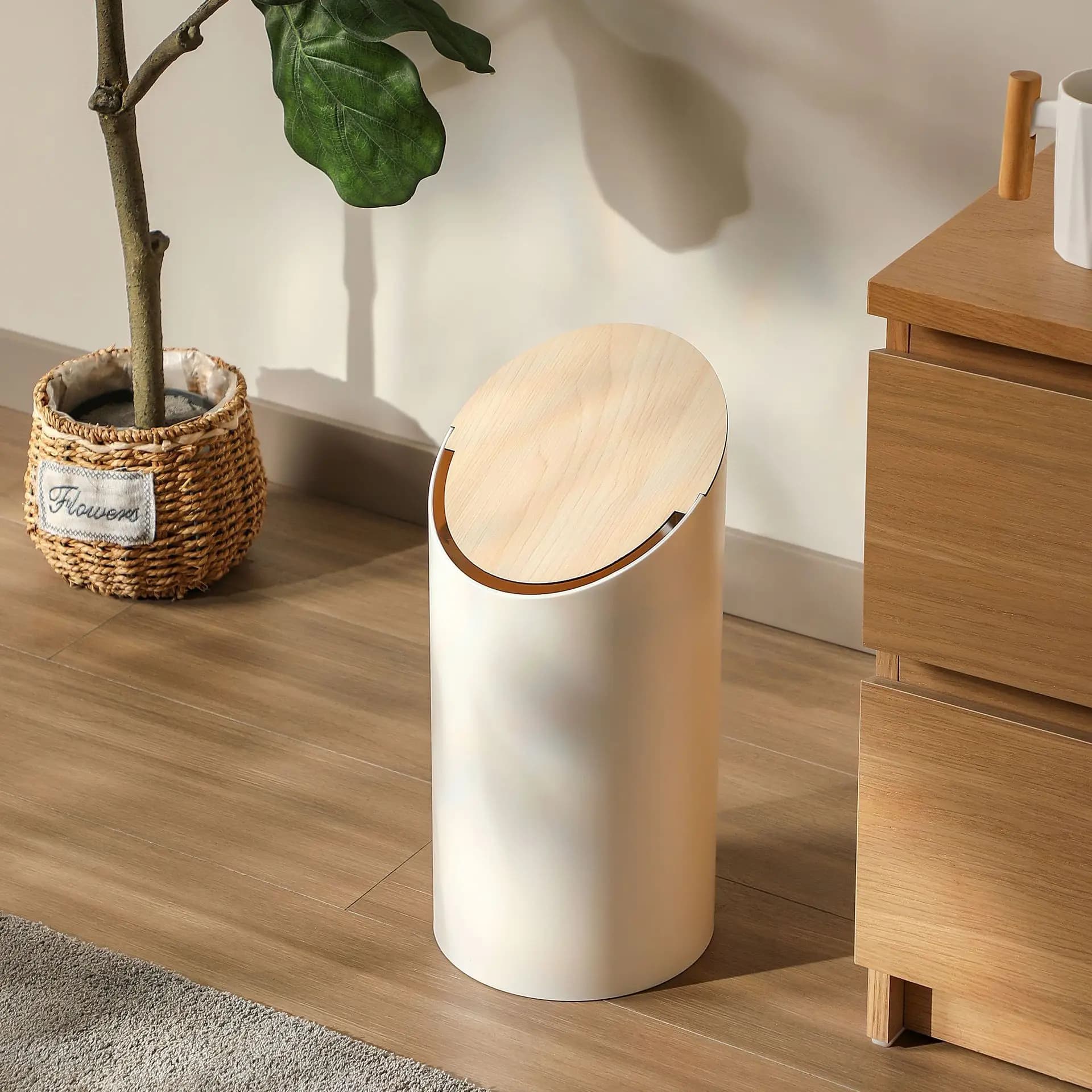 Crema vento pattumiera casa soggiorno hotel rimbalzo copertura ribaltabile secchio portaoggetti anello di pressione bagno porta diagonale