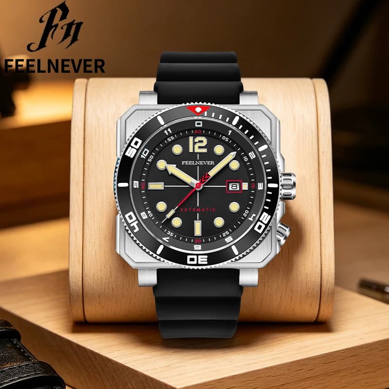 Orologio da uomo con movimento automatico FeelNever, cinturino in silicone in acciaio inossidabile, MIYOTA 8215, orologi meccanici impermeabili, regalo per uomo