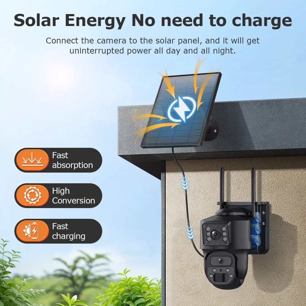 4G WIFI 6MP Ubox APP Dual Lens Solar Power PTZ IP Dome Camera Full Color AI Rilevazione umanoide Sicurezza CCTV Baby Monitor