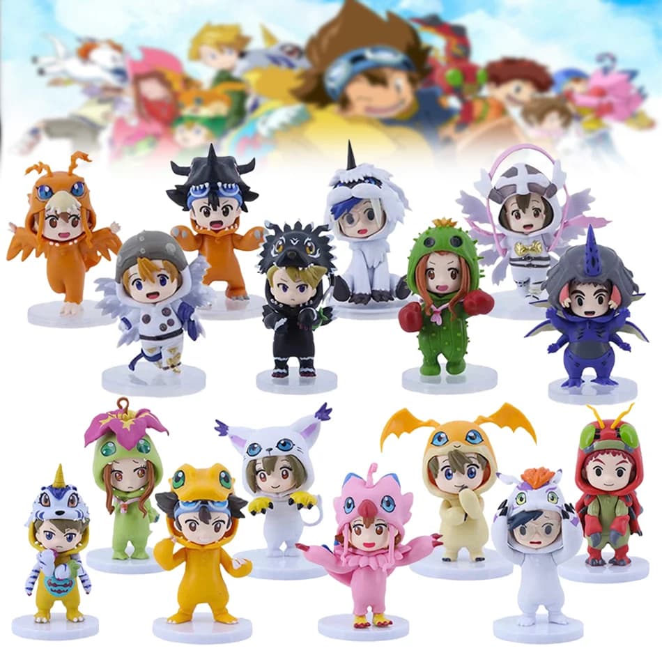 Nuovo Set di 8 Personaggi Digital Monster Digimon, Taichi Matt Ishida Sora Cosplay, Agumon Gabumon, Action Figure, Modellini Anime