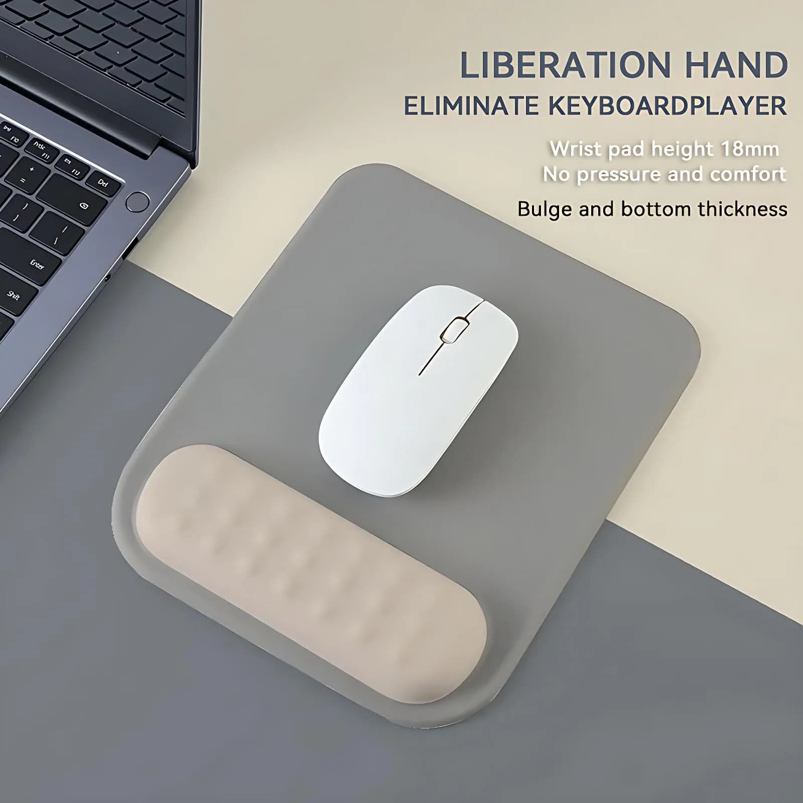 Tappetino per mouse con colori sfumati dotato di poggiapolsi, base ergonomica in silicone antiscivolo e poggiapolsi in memory foam. Per uso su scrivania, ufficio e gaming.