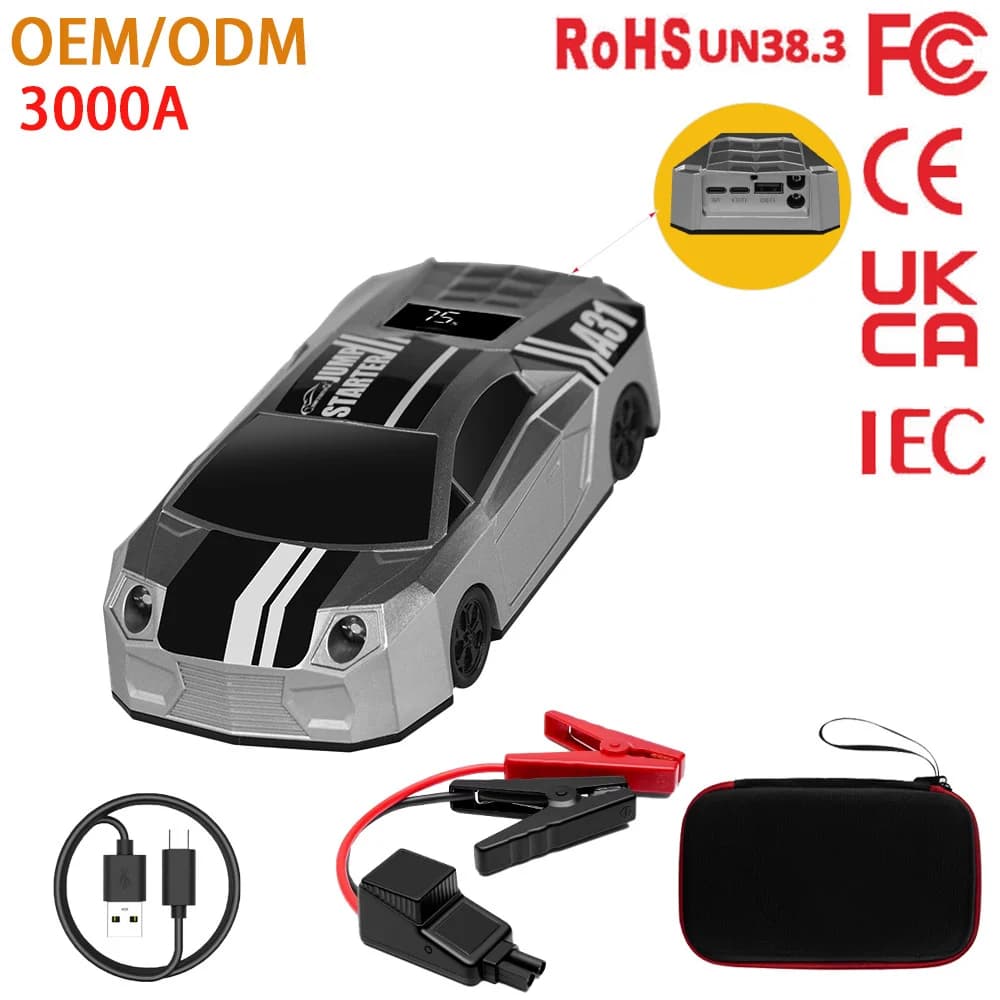 Avviatore d'emergenza per auto con power bank da 3000A, dispositivo portatile di avviamento di emergenza 12V per veicoli a benzina
