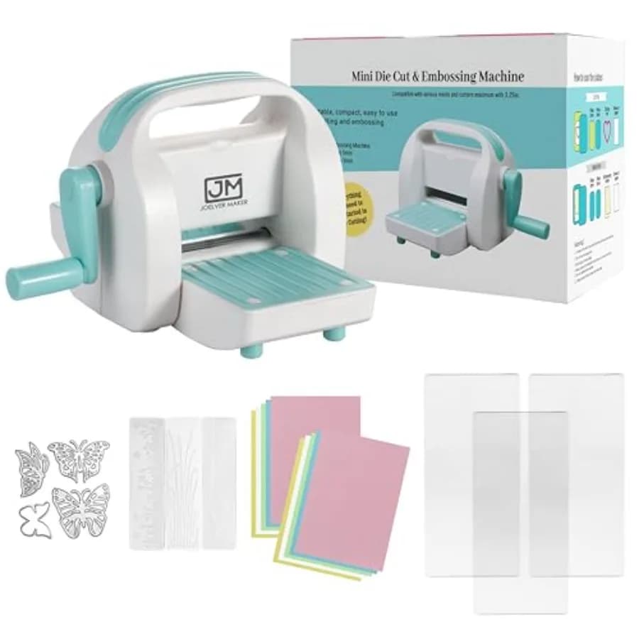 Mini Die Cutting and Embossing Machine by, 3 Inch Opening, Scrapbooking Starter Kit Blue