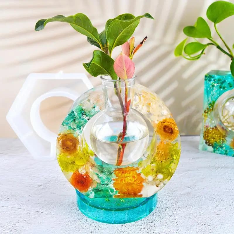 Multifunctional Silicone Mold for Base Vase in Epoxy Resin, Suitable for Water Plant Compositions