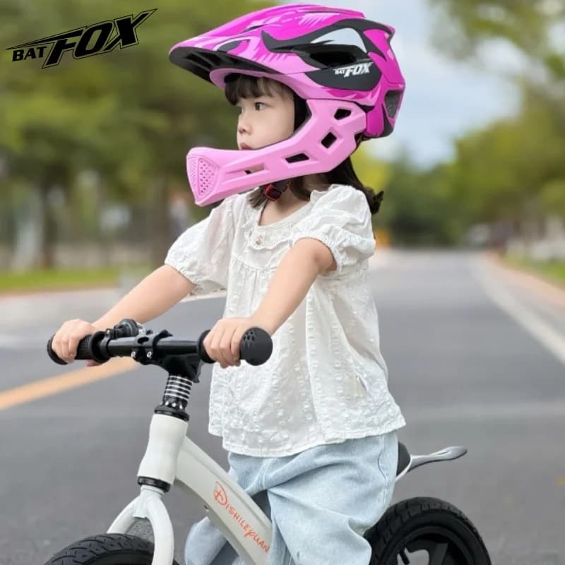 BATFOX integral bike helmet child electric bike cross dirt bike helmet for children 3-5-10 years gift for boy and girl