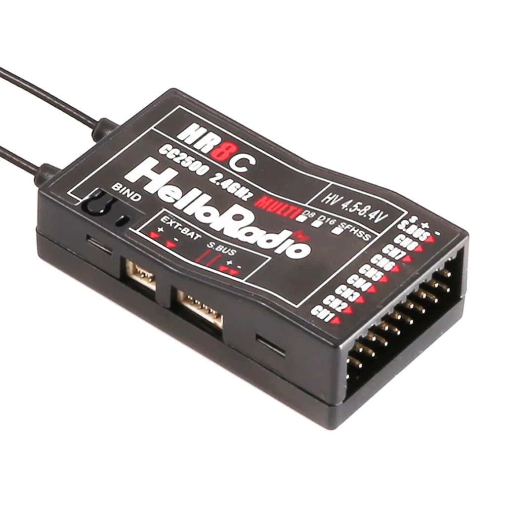 Ricevitore 2.4Ghz 9CH per HelloRadio HR8C Compatibile con Protocollo D8/D16/SFHSS per Aeromodelli ad Ala Fissa e Droni RC