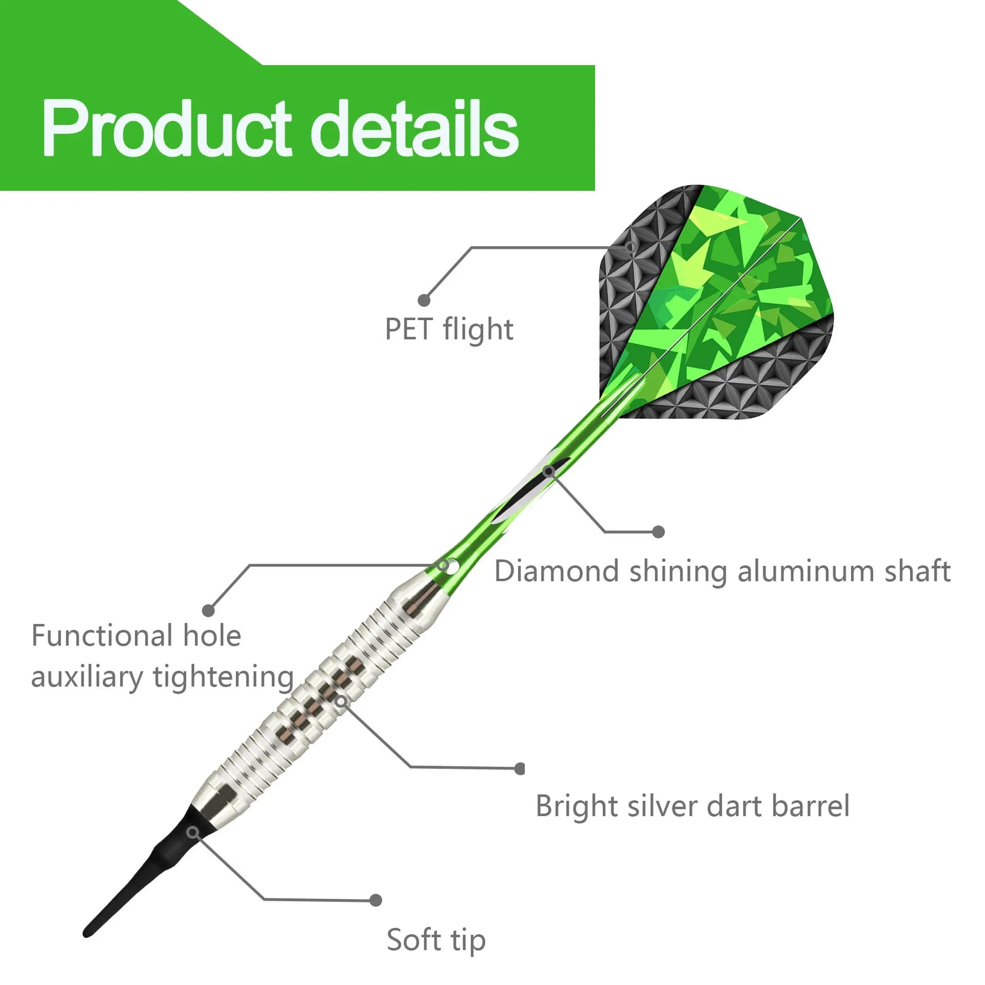 MuqiNush Soft Tip Darts Set with Plastic Tips, 6 Pack Darts Flights Shafts and Carrying Case, Safe for Electronic Dartboard