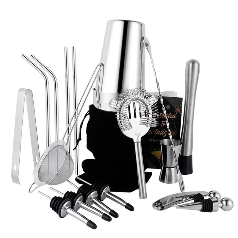 14/20/23/25 Pics Set Metal Boston Cocktail Shaker Set Wholesale Stainless Steel Bar Bartender Kit Bar Accessories for Car Party