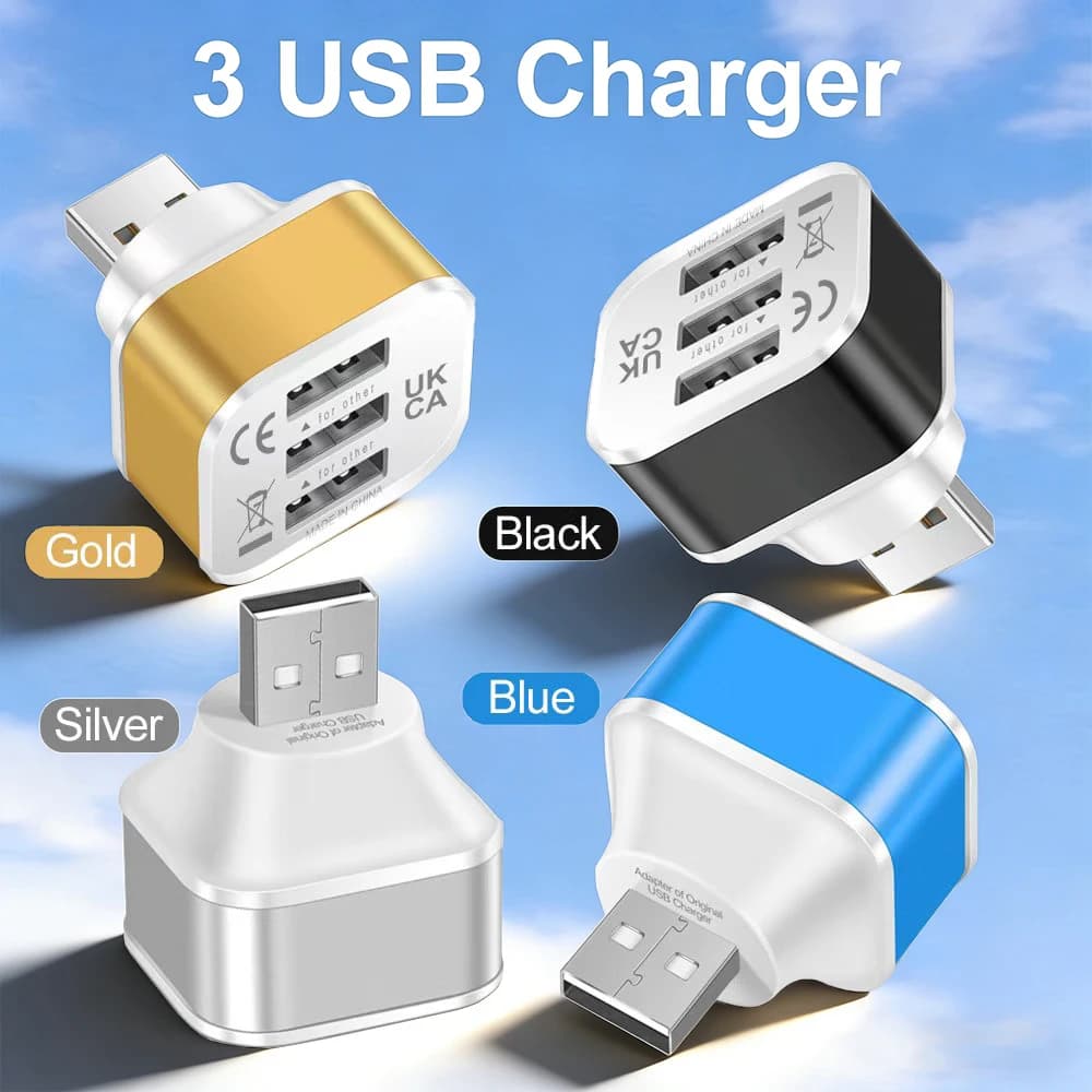 1X Caricatore USB 2.0 a 3 Porte, Nuovo Espansore USB, Adattatore USB Multiuso per iPhone 14 Pro e Samsung