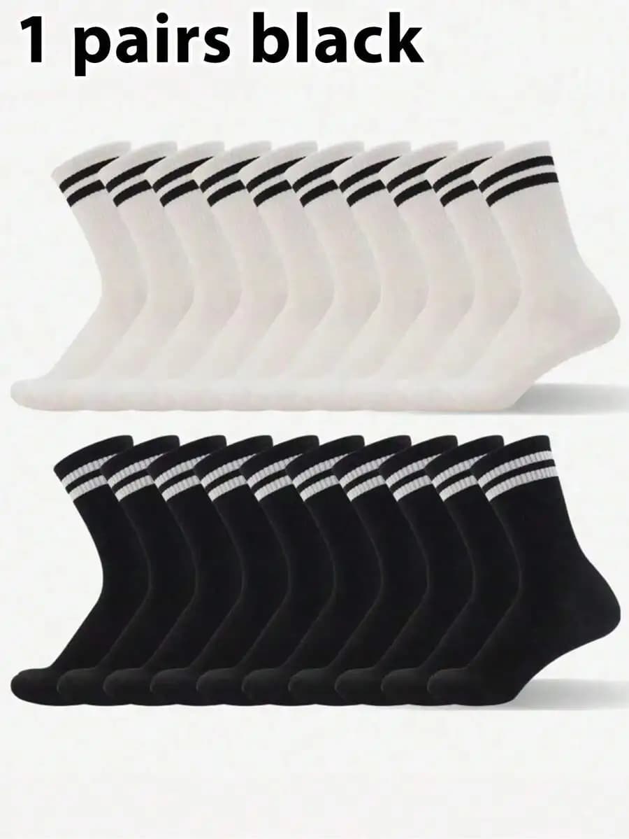 20 Pairs Unisex Casual Mid-Calf Socks Breathable Sweat Absorbing Cotton Blend