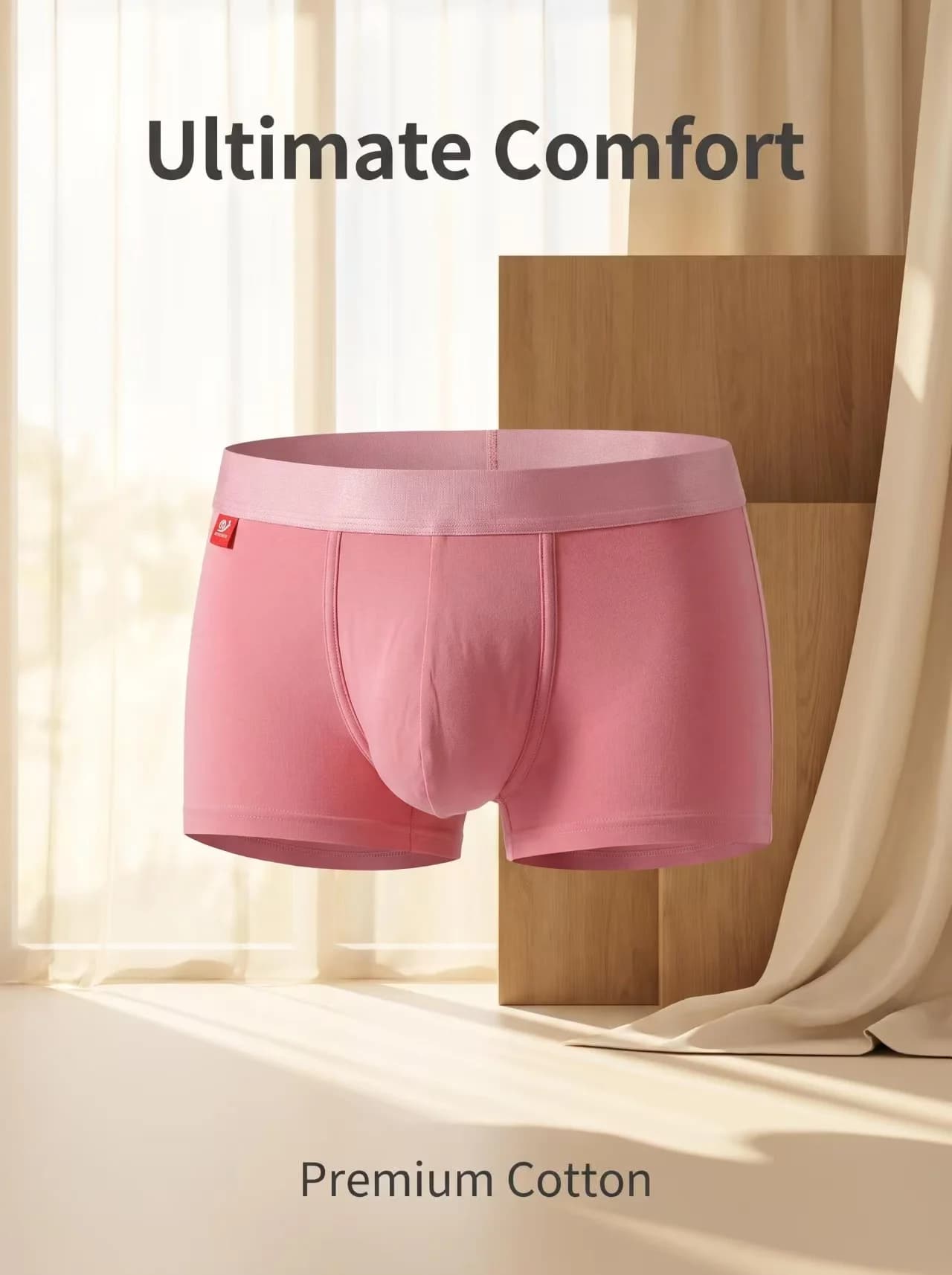 1PCS pink men's panties fashionable breathable comfortable flat angle boxter men's cotton underwear