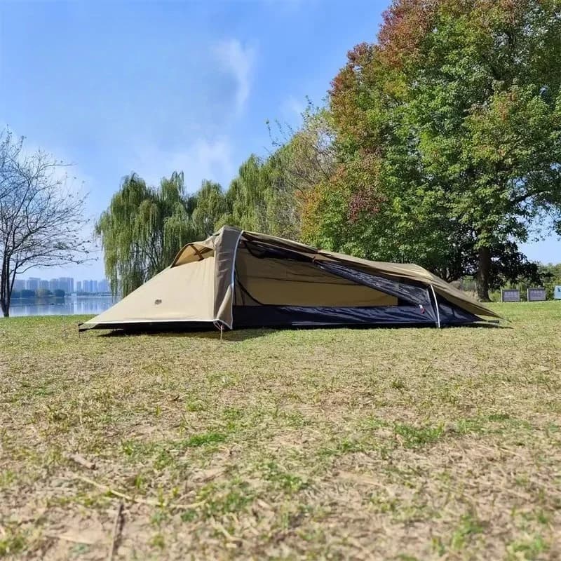 Ultralight Single Person Tunnel Camping Tent 4 Season Dual Layer Waterproof Backpacking Tent for Hiking Outdoor Travel