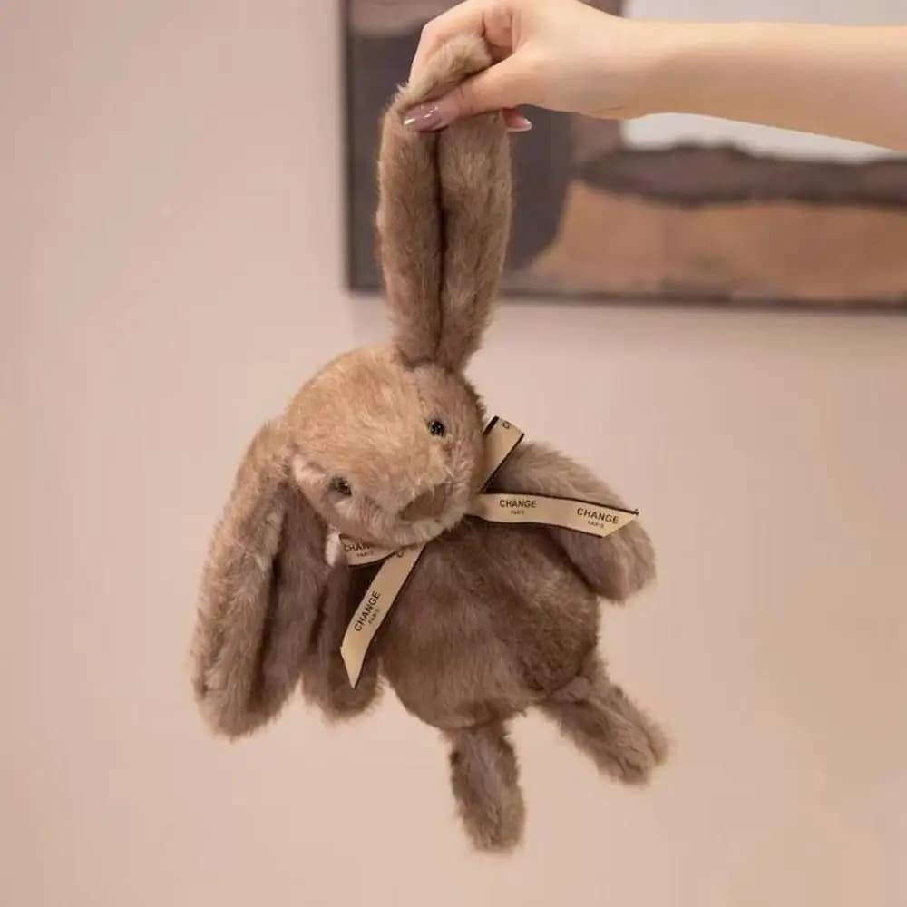 Original Soft Fur Rabbit Fluffy Handmade Furry Rabbit Lifelike Bow Tie Stuffed Animal Birthday Gift