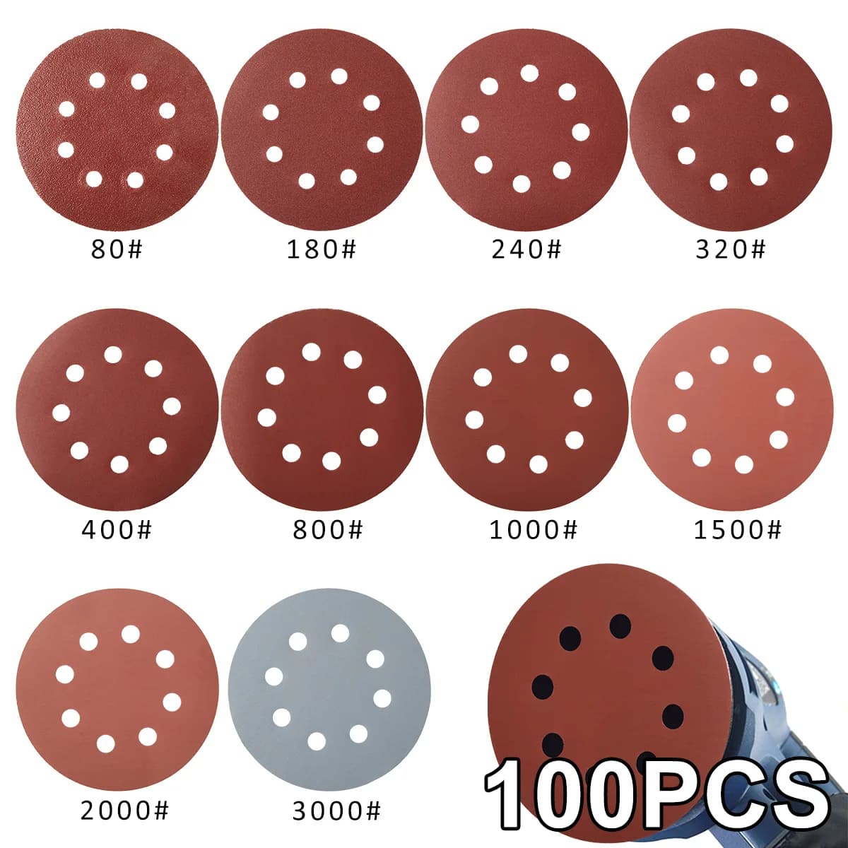 100 pcs 5 inch round sandpaper for abrasive disc grinder abrasive sheet polishing auto sanding machine sanding paper grain sanding 800 1000 1500 2000 3000