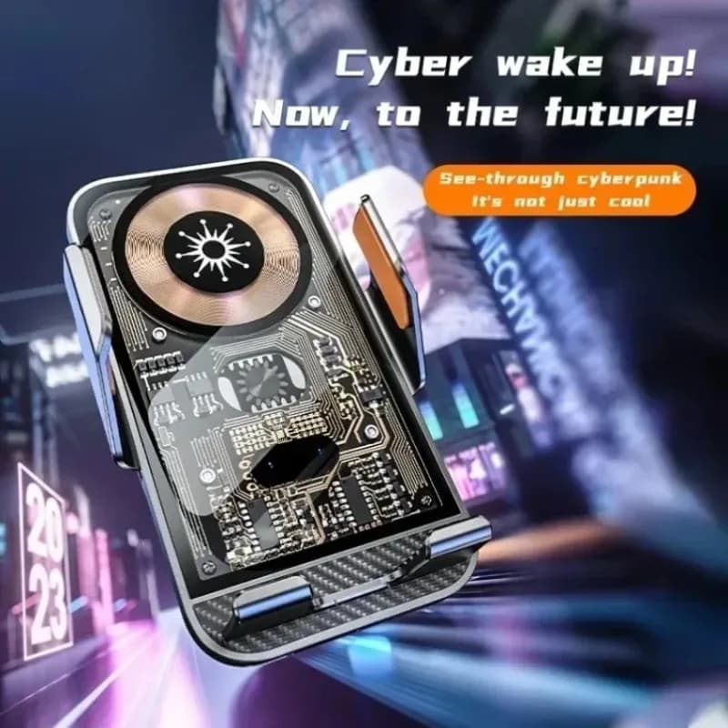 Supporto universale per telefono cellulare con ricarica wireless per auto da 30 W Supporto per presa d'aria Staffa di navigazione per veicoli trasparente per smartphone