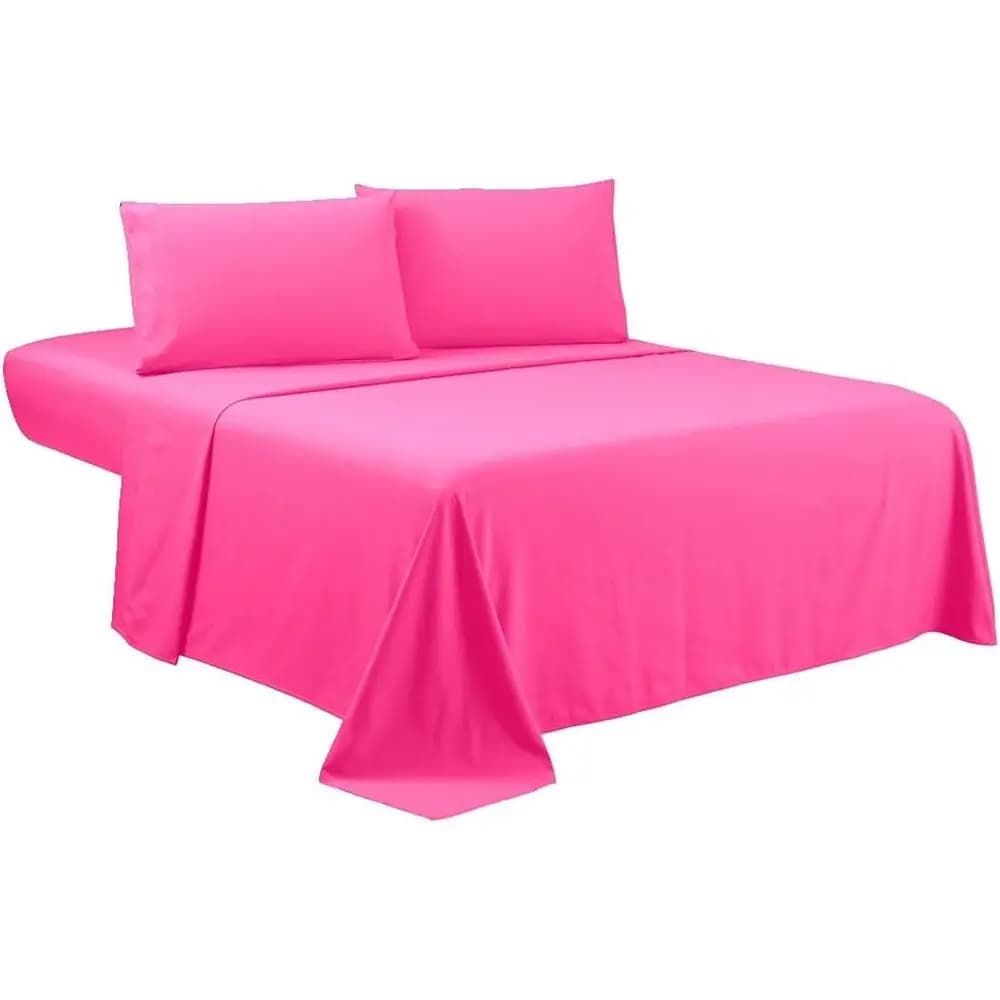 Luxury 3-Piece Twin Bed Set, Deep Pocket, 1800 Thread Count, Wrinkle & Fade Resistant, Hot Pink Sheets & Pillowcases