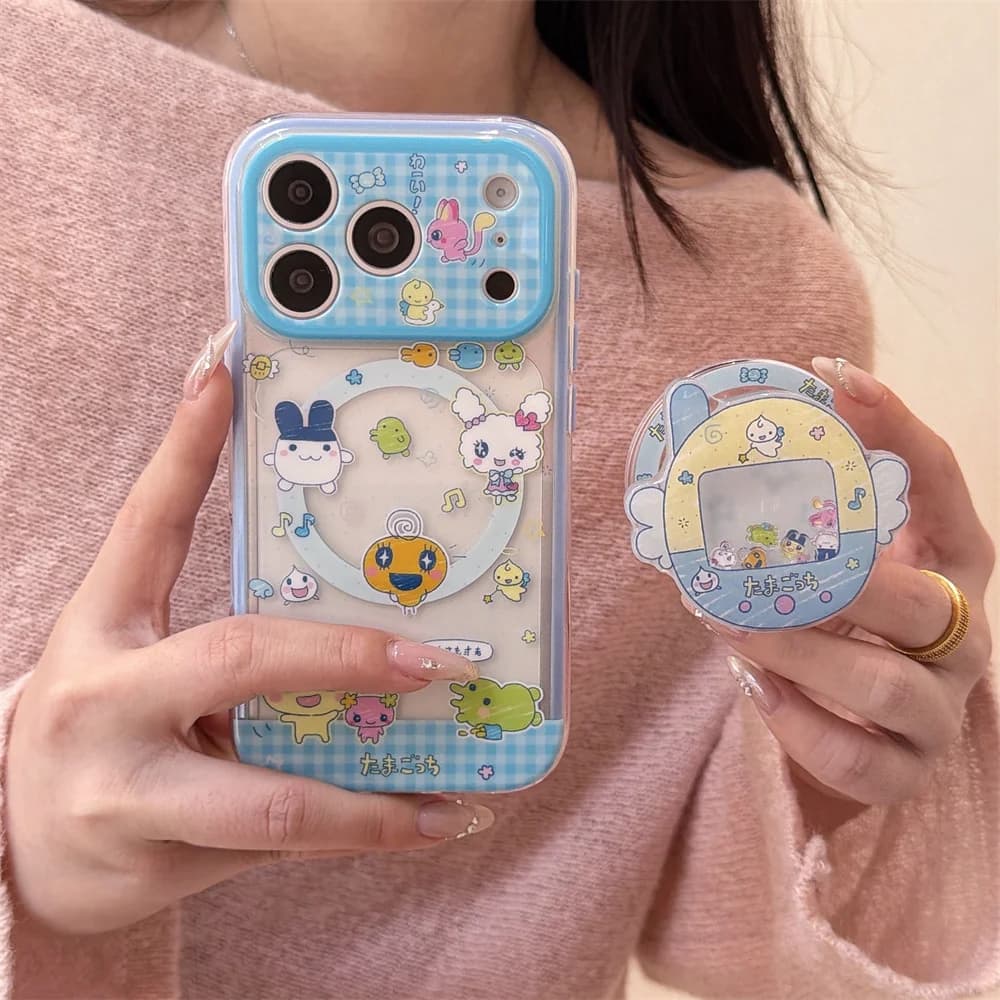 Funny Cartoon Plaid Magnetic Phone case for iPhone 17 Pro 15 14 13 17 Max 16 Pro Max Cover With Magsafe Rocker Stand Cute Cases