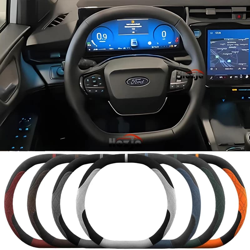 Coprivolante per auto in pelle scamosciata per Ford PUMA 2024 2025 Accessori auto antiscivolo per auto