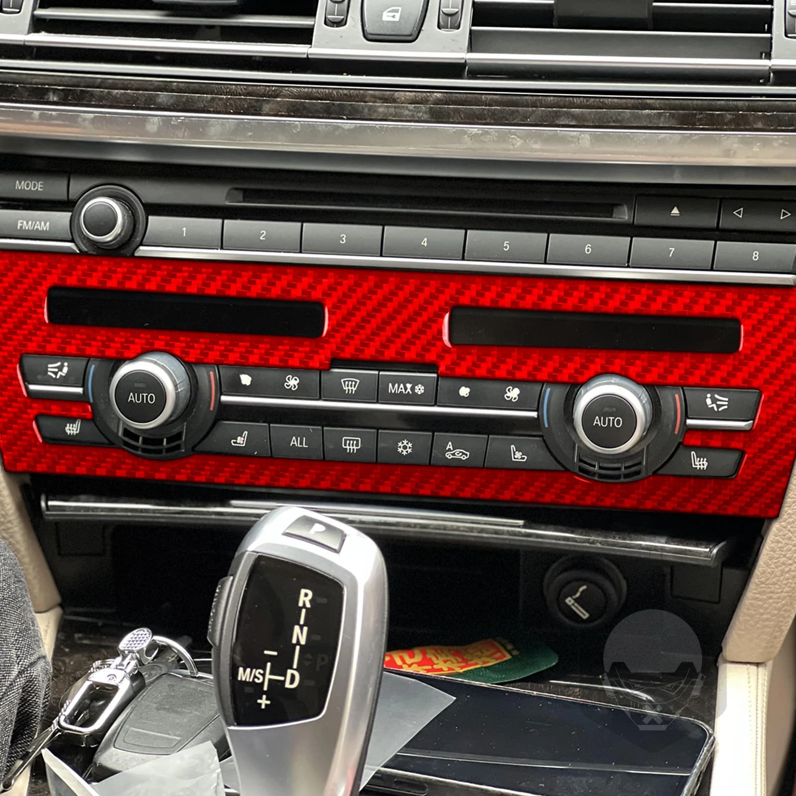 Per BMW Serie 7 F01 09-14 Rosso In Fibra di Carbonio Cambio Finestra Ascensore Uscita Aria Volante Cruscotto Vestito Interni Auto Adesivo