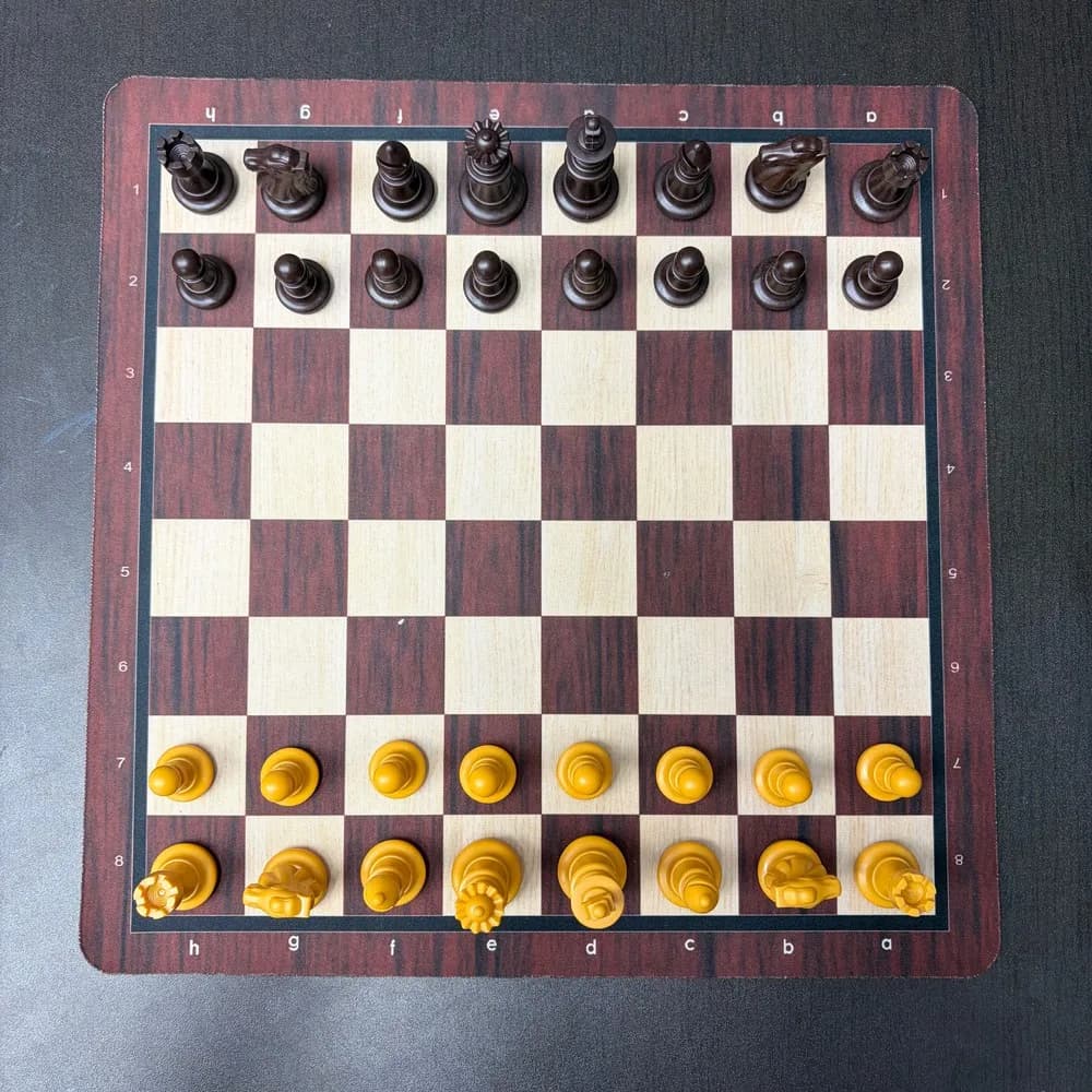 35CM/13.78IN Chess Sets, Brown,Include: A Chessboard mat + 32 Pieces for Family Gatherings and Party Game Night